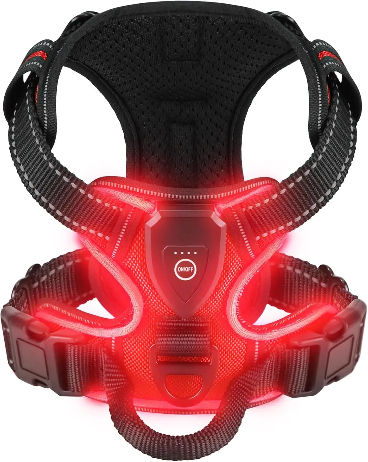 LED Glowing Luminous Dog Harness Rechargeable Safety Vest For Night Walking 3 Light Modes Pet Harnesses