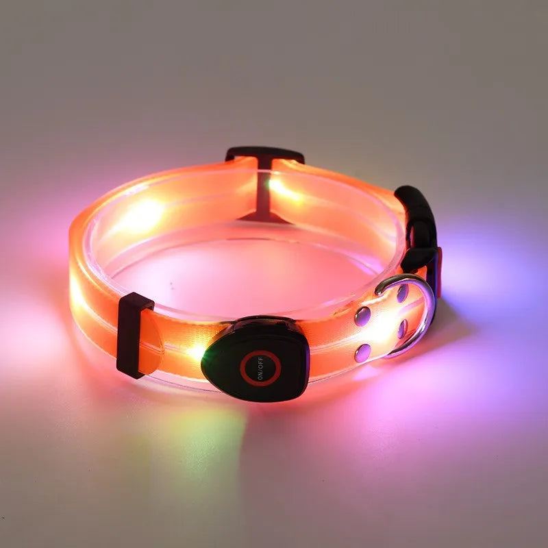 Dog Led Light Up Collar Rechargeable Waterproof Glowing Adjustable Dog Collar Weather Proof Dog Lights For Night Walking