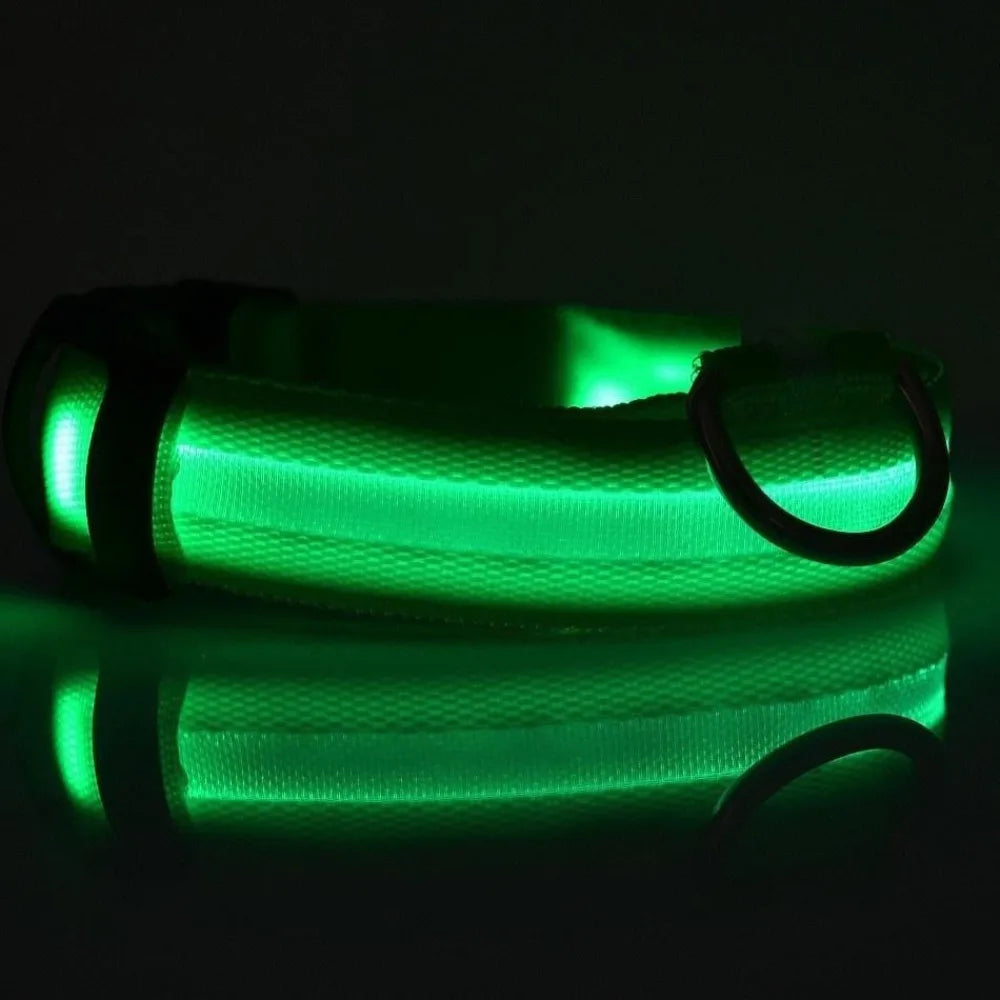 Nylon Reflective LED Dog Collar Light Up Pet Collar Dog Lights Night Walking Camping Supplies