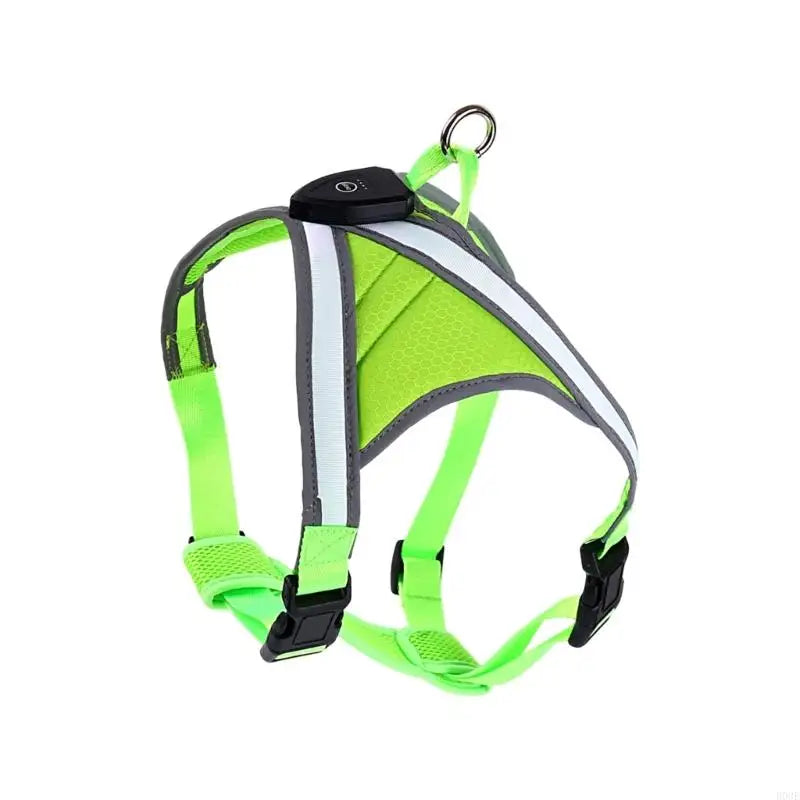 Dog Vest Adjustable Training Harness with LED Light Anti Escape Strong Heavy Duty Harness Soft Handle B03E