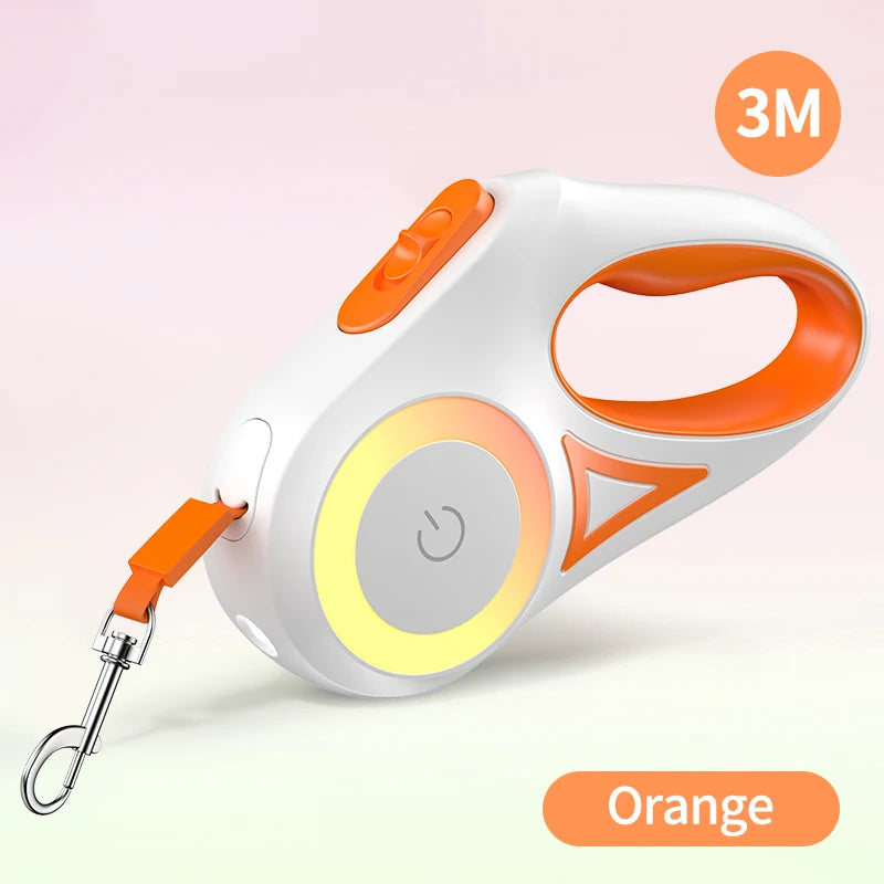 ROJECO Automatic Retractable Dog Leash LED Luminous Leading Fashion Light Straps For Dog Puppy Pet Flexi Walking Running Lead