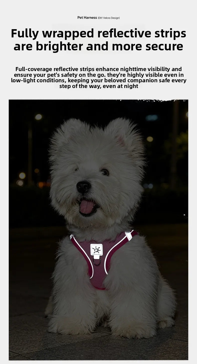Dog Harness with Mood Patches–Reflective No-Pull Vest, Breathable Air Mesh for Small Dogs Adjustable Soft Padded Walking Lead