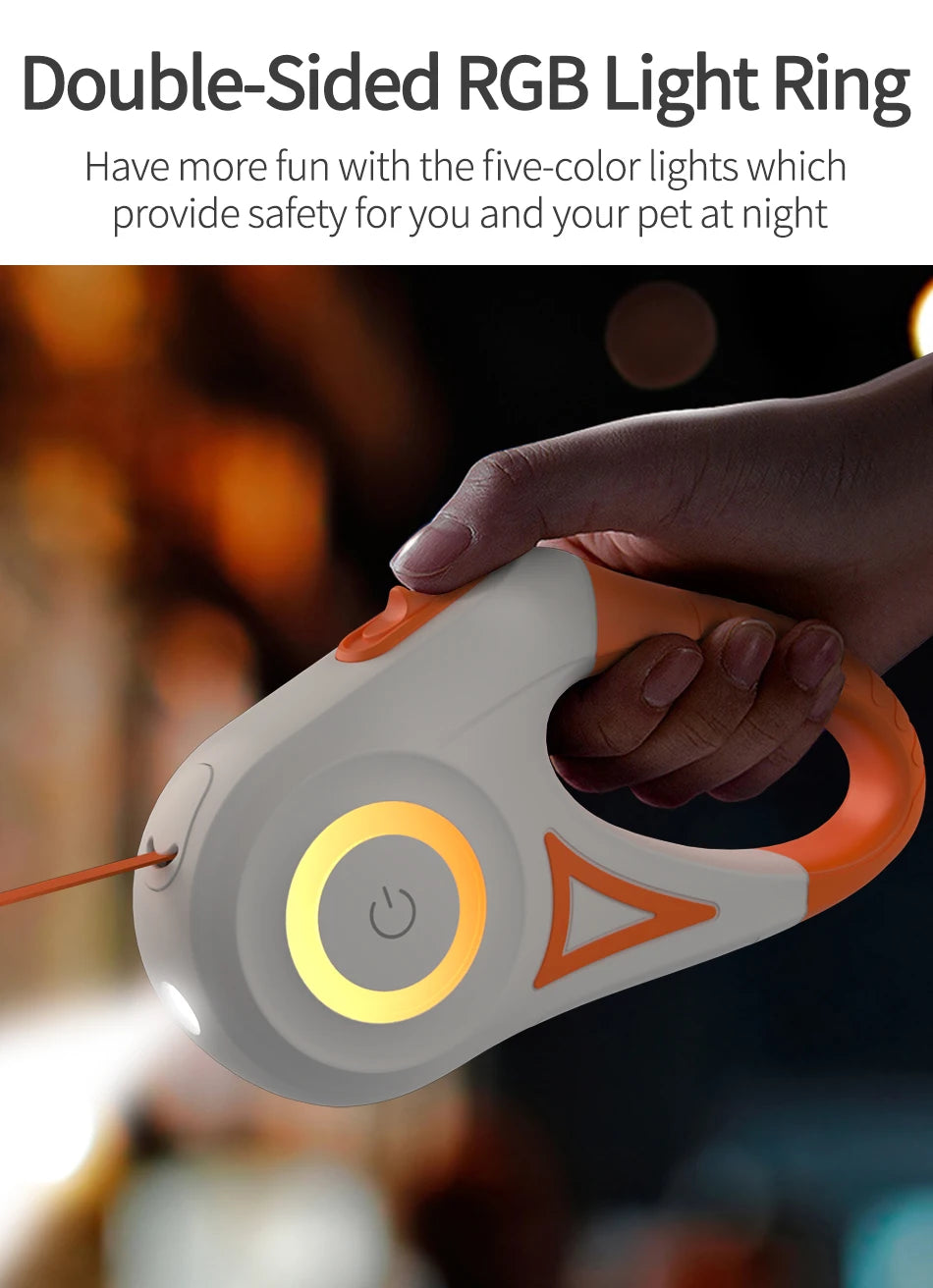 ROJECO Automatic Retractable Dog Leash LED Luminous Leading Fashion Light Straps For Dog Puppy Pet Flexi Walking Running Lead