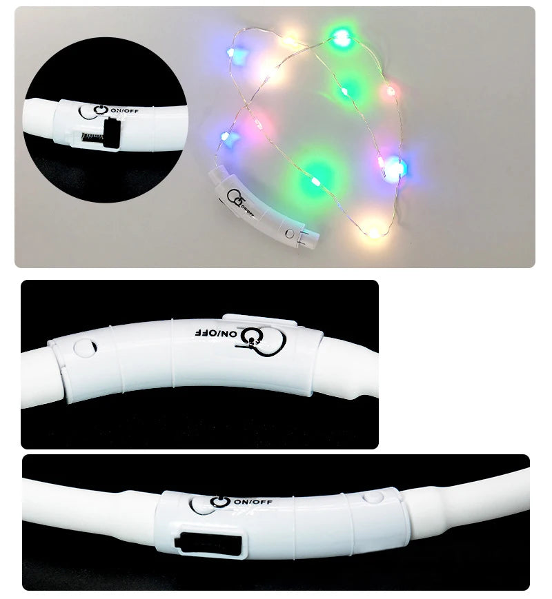 4 Modes Dog Luminou Charge Collar Led Usb Cat Silicone Colorful Collars Cuttable Night Glow Pet Loss Prevention Dogs Accessories
