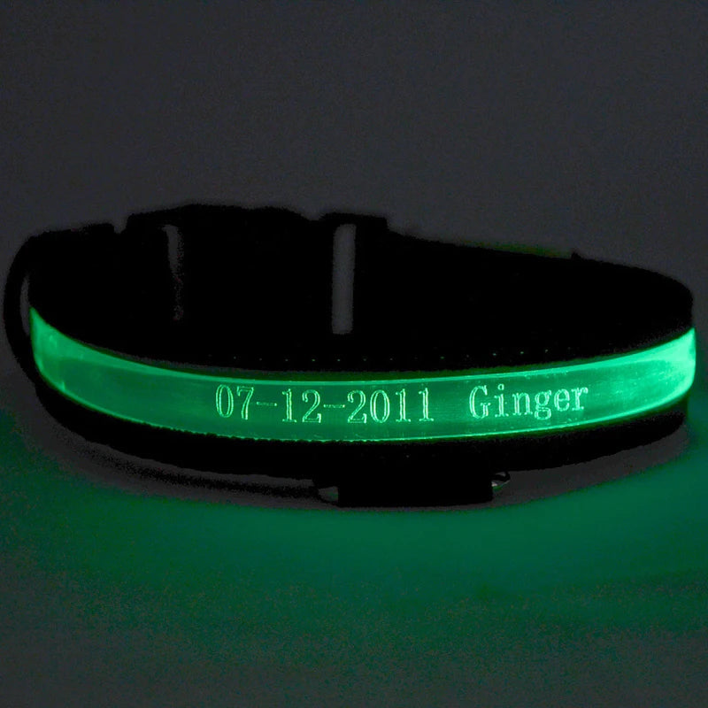 Dog Collars Personalized With Name/Phone Prevent Loss LED Night Safety Necklace Pet Collar Dog Small Puppy Cat Collar Para Perro