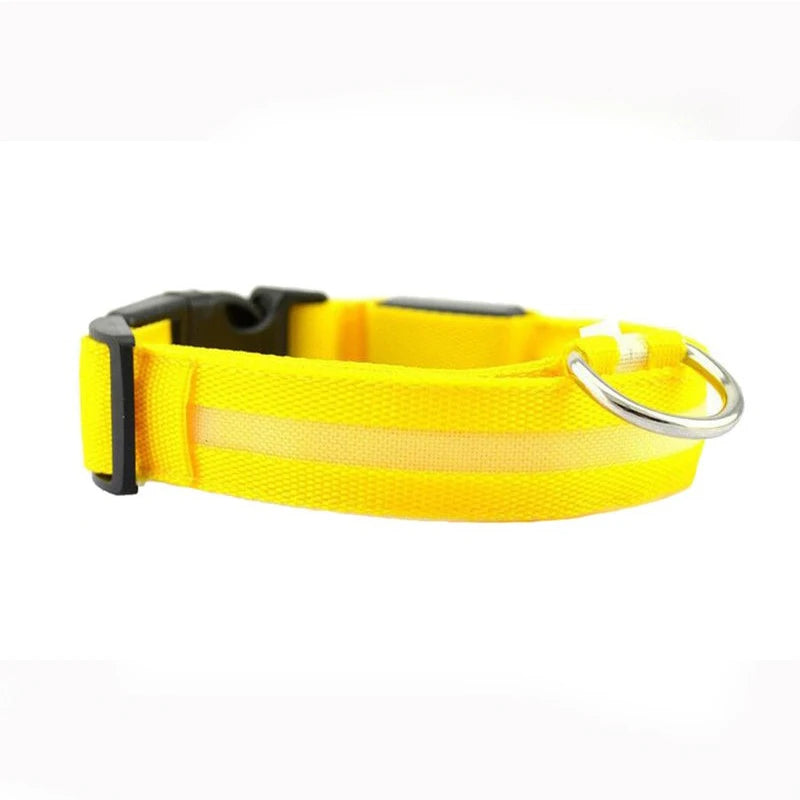 Dog Collar LED Light Electronic Night Safety Anti-Lost Nylon Adjustable Luminous Glowing Collar For Dogs Cats Pet Products Xs-XL