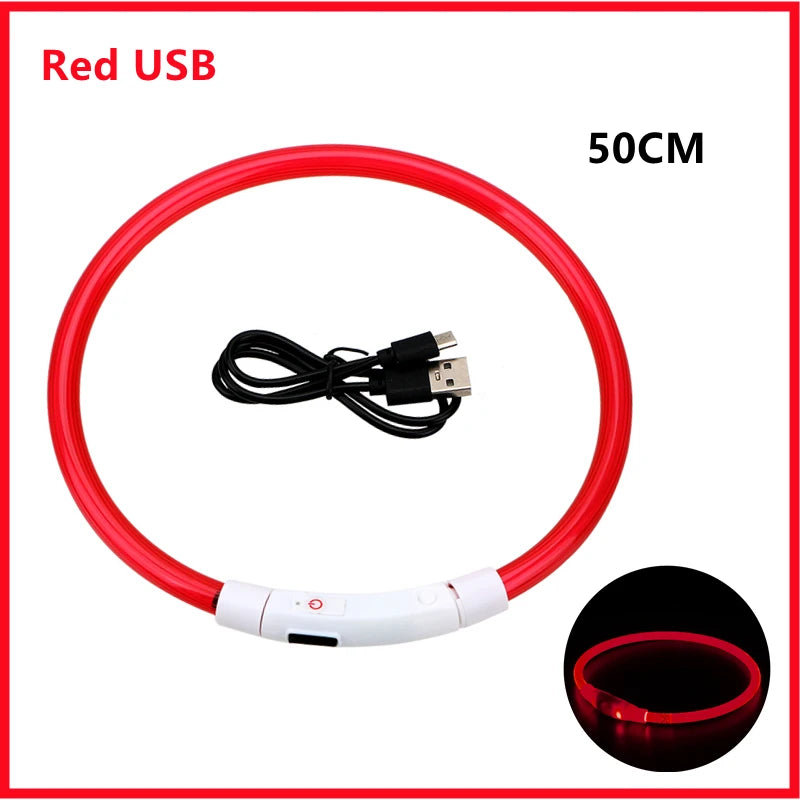 Led Light Dog Collar Detachable Glowing USB Charging Luminous Leash for Big Cat Collar Small Bright Labrador  Pets Dogs Products