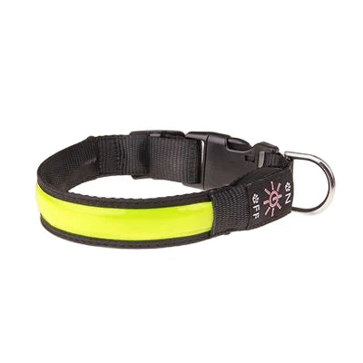 Pinkycolor USB Charging LED Dog Collar Luminous Light Night Safety Reflective Leather Glowing Collar For Dogs Pets Rechargeable