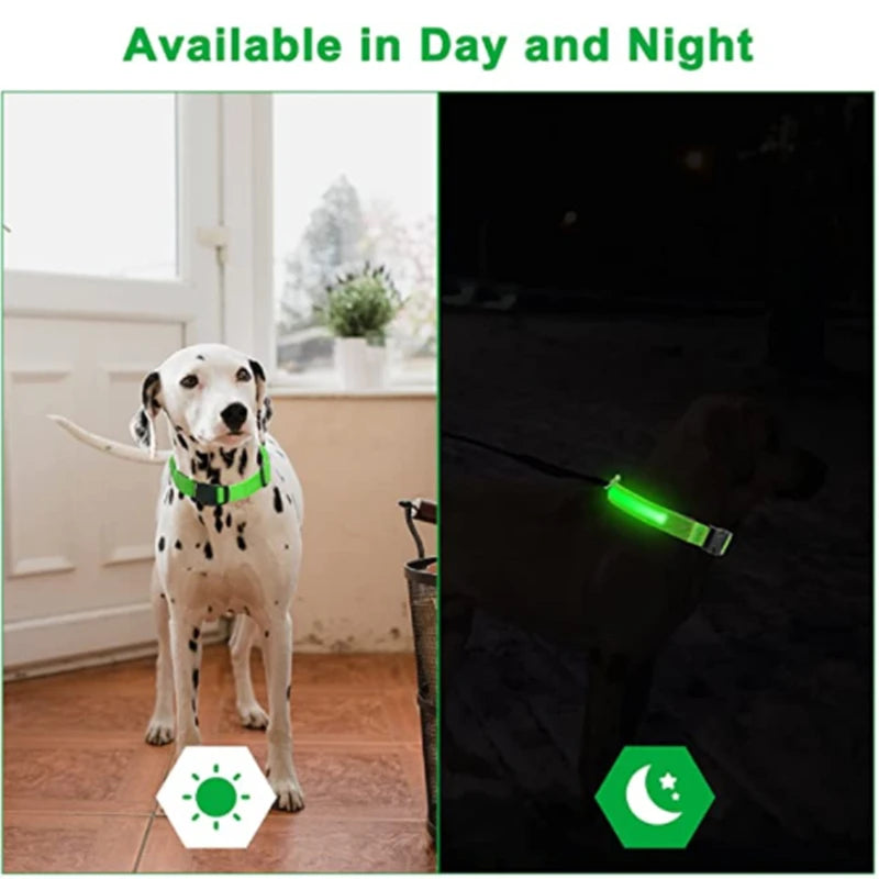LED Luminous Collar Adjustable Glowing Dog Collar USB Rechargea  Flashing Anti-Lost/Avoid Car Accident Collar Dogs Pet Products