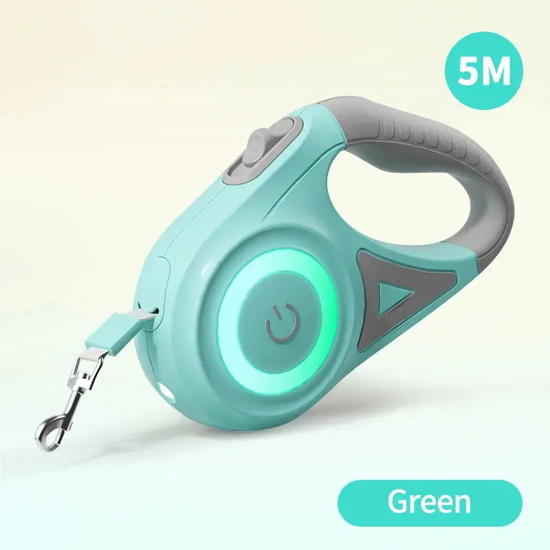 ROJECO Automatic Retractable Dog Leash LED Luminous Leading Fashion Light Straps For Dog Puppy Pet Flexi Walking Running Lead