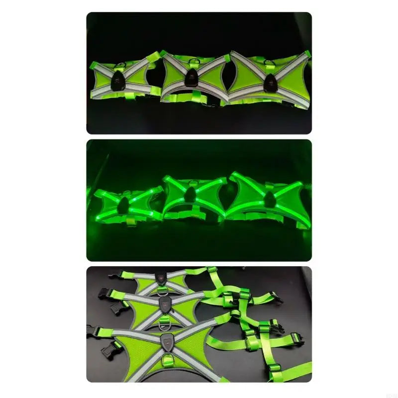 Dog Vest Adjustable Training Harness with LED Light Anti Escape Strong Heavy Duty Harness Soft Handle B03E