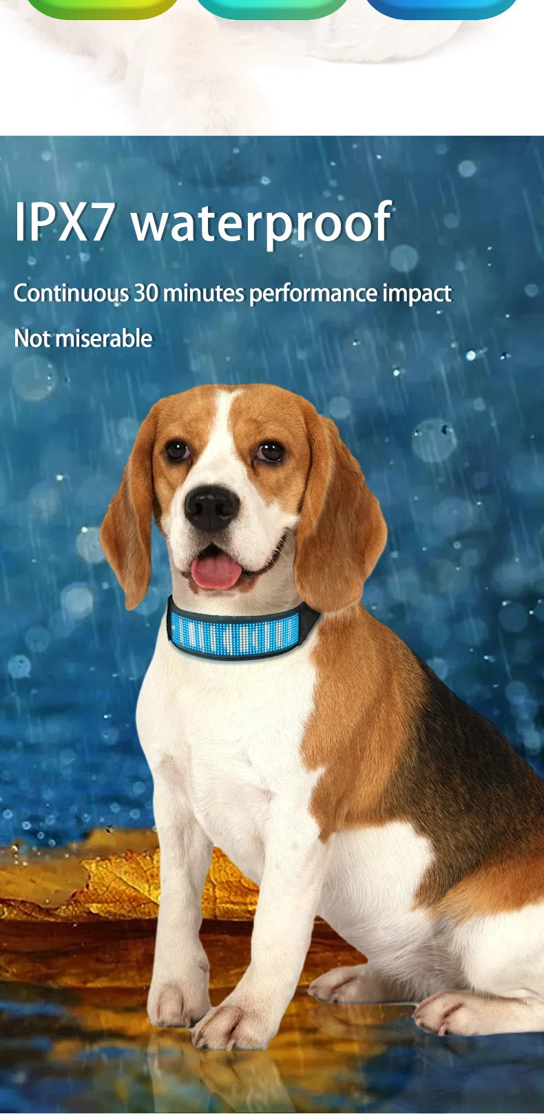 RGB Color LED Collar with Programmable LED Screen Scrolling Customized Text Animations Rechargeable Glowing LED Pet Dog Collars
