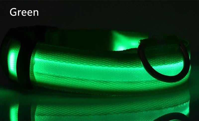 Dog Collar LED Light Electronic Night Safety Anti-Lost Nylon Adjustable Luminous Glowing Collar For Dogs Cats Pet Products Xs-XL