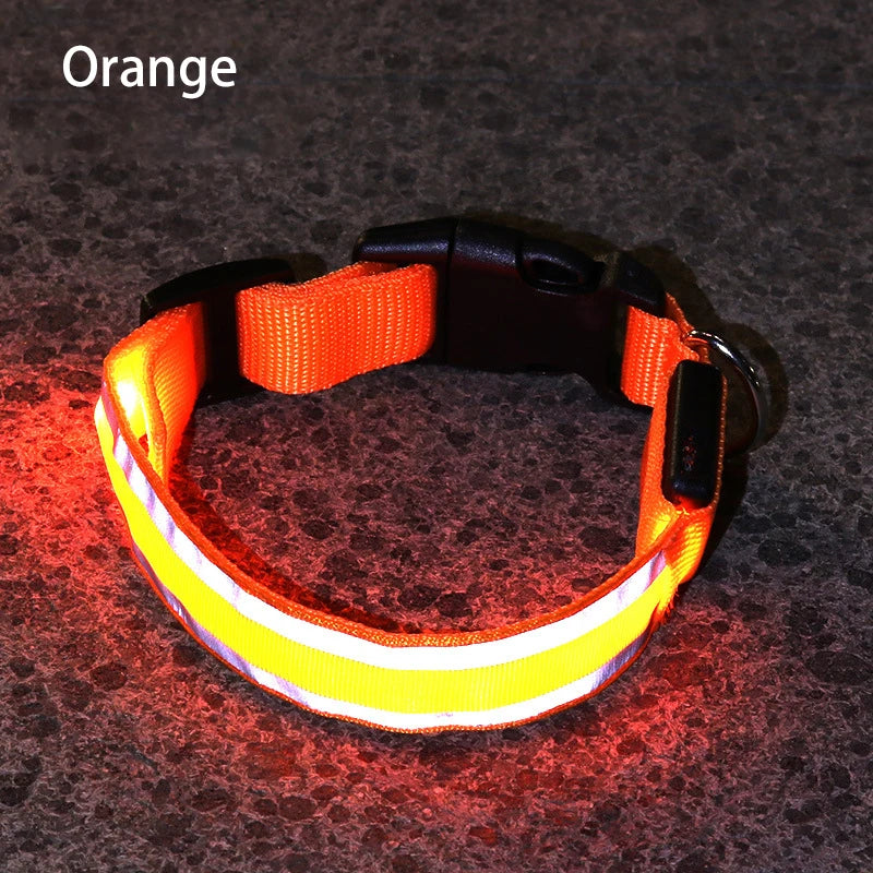 Reflective Dog Collar Luminous Night Safety Usb Rechargeable LED Dog Collar Light For Small Dogs Cat Pet Collar Para Perro XS-XL