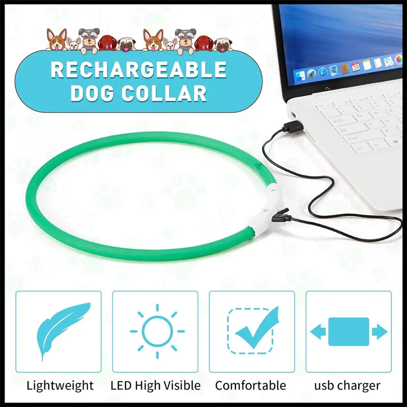 Dog Luminous Charge Collar Led Usb Cat Dogs Collars 3 Modes Detachable Night Led Glow Dog Loss Prevention Collar Pet Accessories