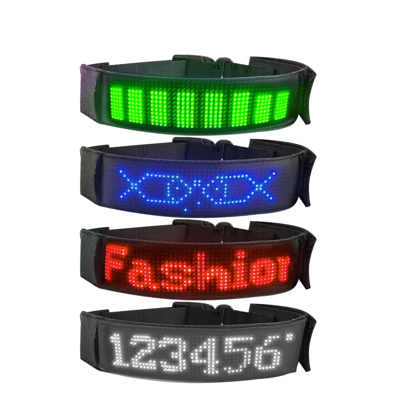 LED Light UP Dog Collar Bluetooth APP Programmable Message Scrolling LED Display Screen Pet Accessories Collar