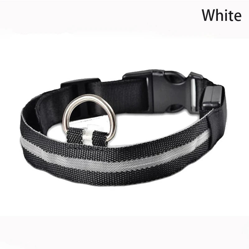 Dog Collar LED Light Electronic Night Safety Anti-Lost Nylon Adjustable Luminous Glowing Collar For Dogs Cats Pet Products Xs-XL