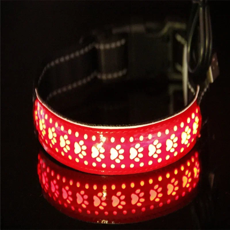 LED Lights Dog Pets Collars Adjustable Polyester Glow In Night Pet Dog Cat Puppy Safe Luminous Flashing Necklace