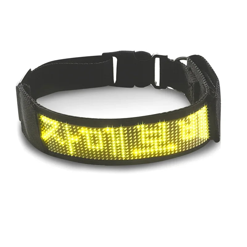 LED Light UP Dog Collar Bluetooth APP Programmable Message Scrolling LED Display Screen Pet Accessories Collar