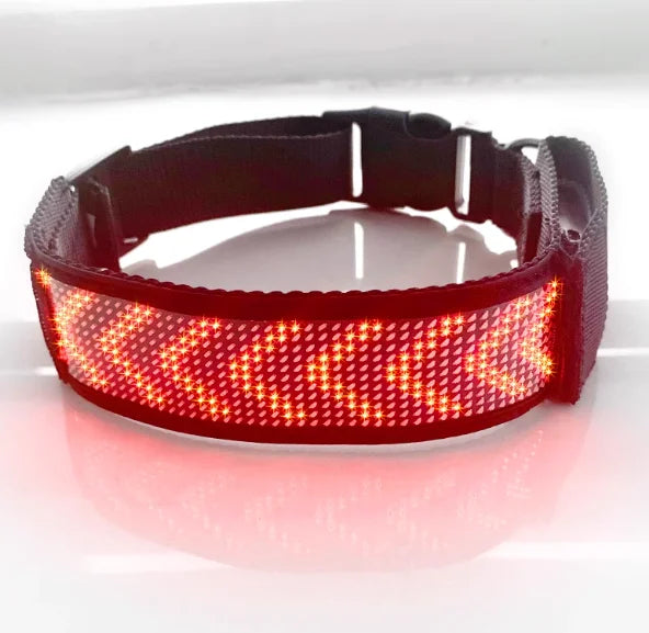 LED Light-Up Pet Dog Safety Collar Soft Personalized Glow-in-the-Dark Neck Loop with Programmable Flashing LED Animal Pattern