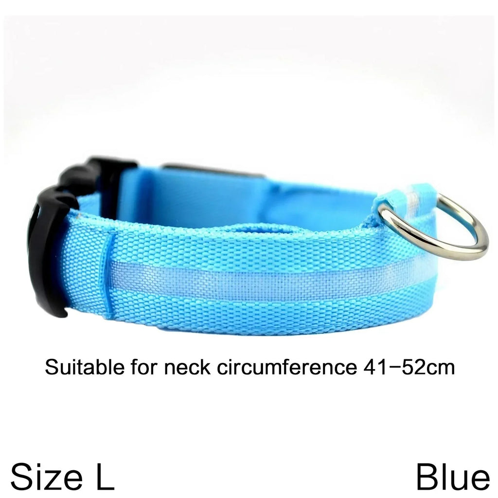Nylon Reflective LED Dog Collar Light Up Pet Collar Dog Lights Night Walking Camping Supplies