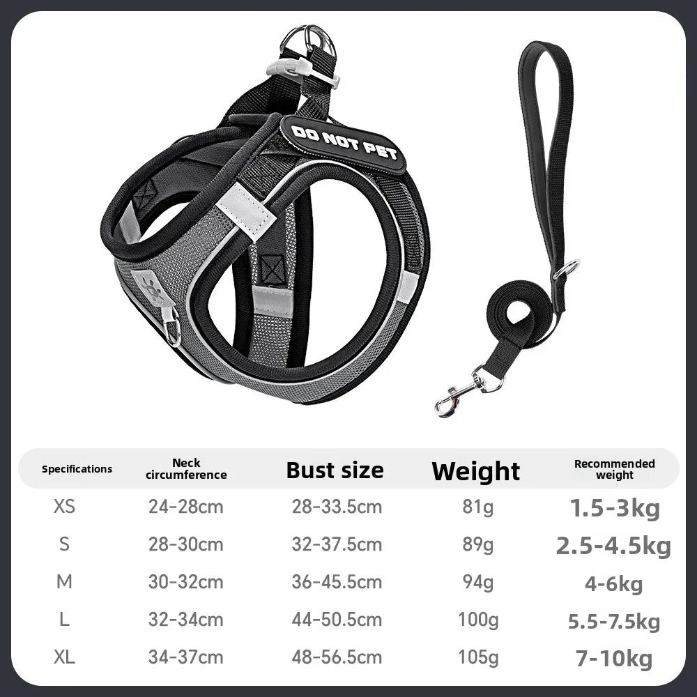 Dog Harness with Mood Patches–Reflective No-Pull Vest, Breathable Air Mesh for Small Dogs Adjustable Soft Padded Walking Lead
