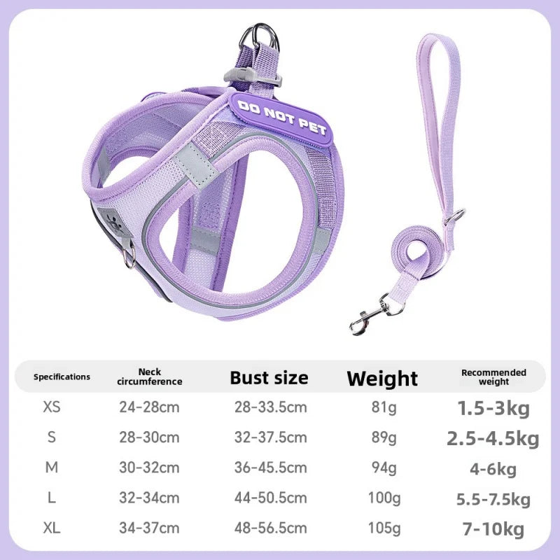 Dog Harness with Mood Patches–Reflective No-Pull Vest, Breathable Air Mesh for Small Dogs Adjustable Soft Padded Walking Lead