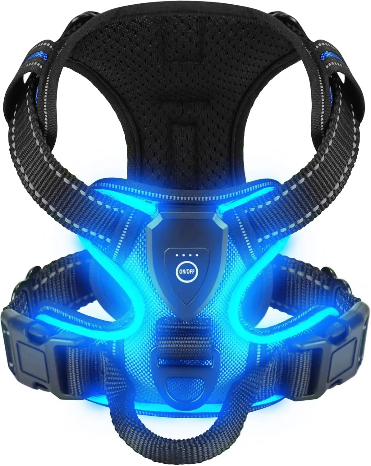 LED Glowing Luminous Dog Harness Rechargeable Safety Vest For Night Walking 3 Light Modes Pet Harnesses