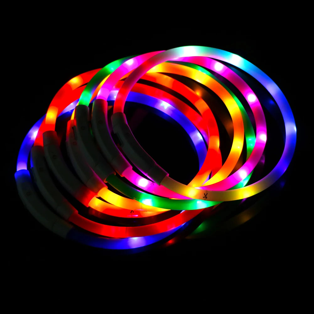 Dog Loss Prevention Led Usb Dog Collar Pet Accessories Night Safety Flashing Glow  Collar Night Luminous Charge Collar