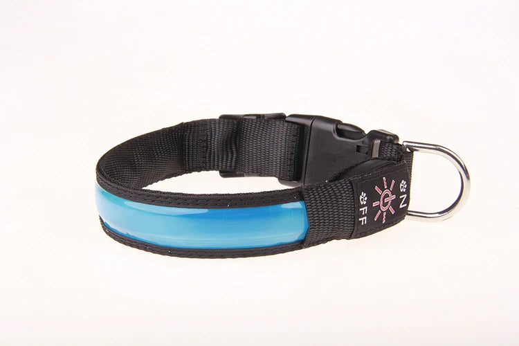 Pinkycolor USB Charging LED Dog Collar Luminous Light Night Safety Reflective Leather Glowing Collar For Dogs Pets Rechargeable