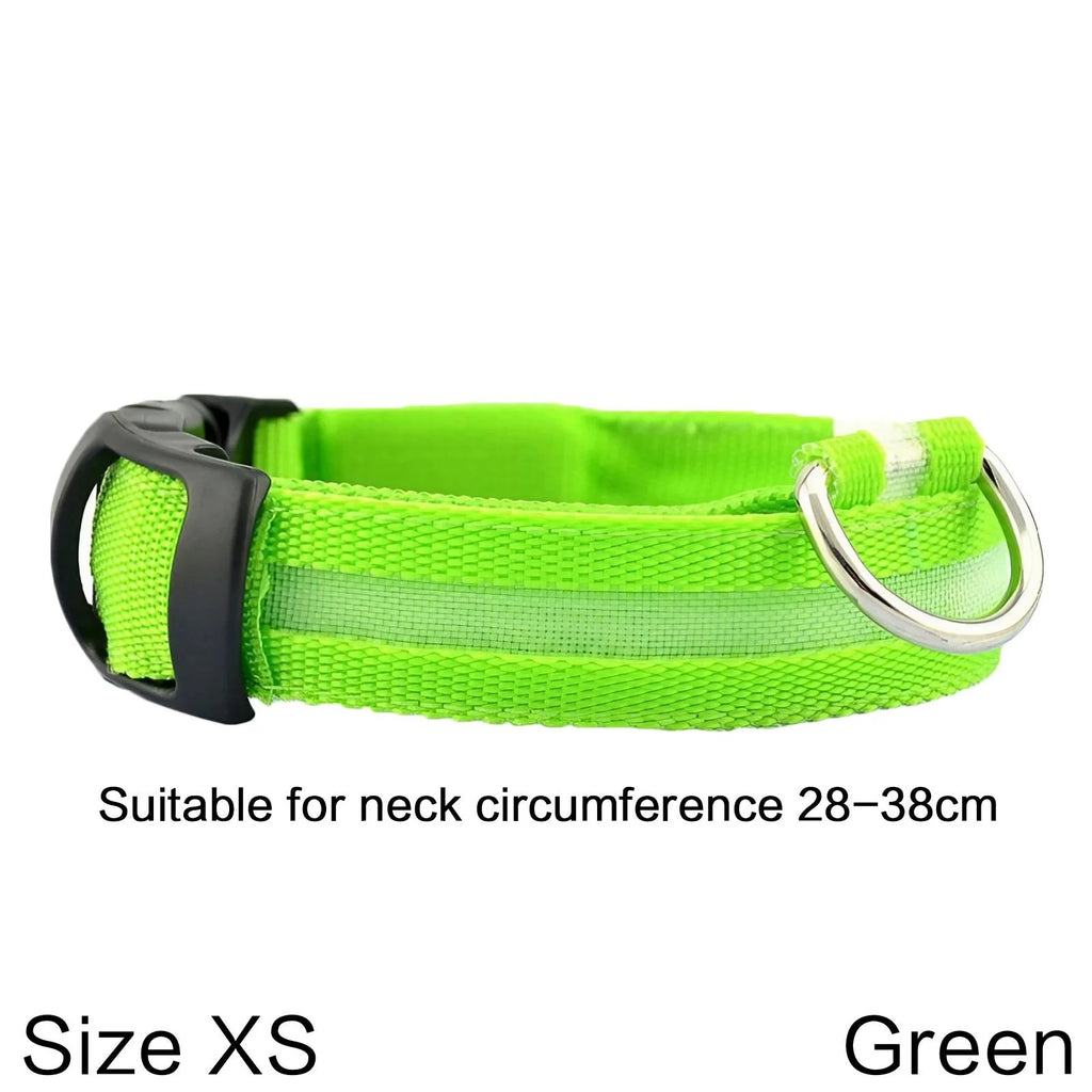 Nylon Reflective LED Dog Collar Light Up Pet Collar Dog Lights Night Walking Camping Supplies