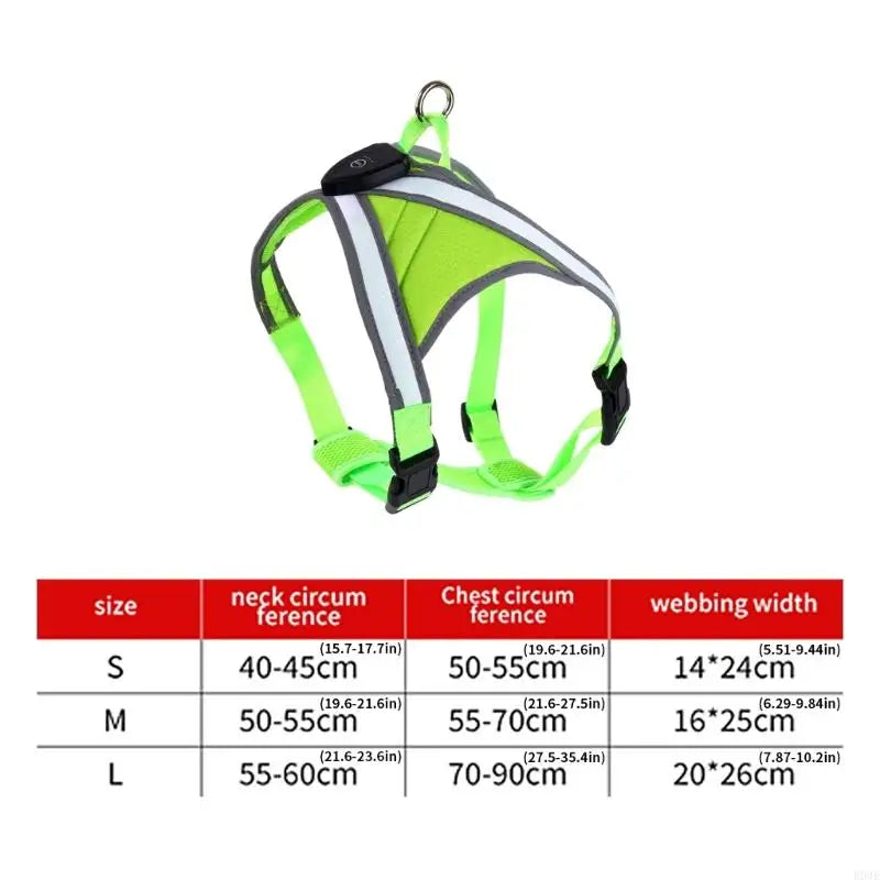 Dog Vest Adjustable Training Harness with LED Light Anti Escape Strong Heavy Duty Harness Soft Handle B03E
