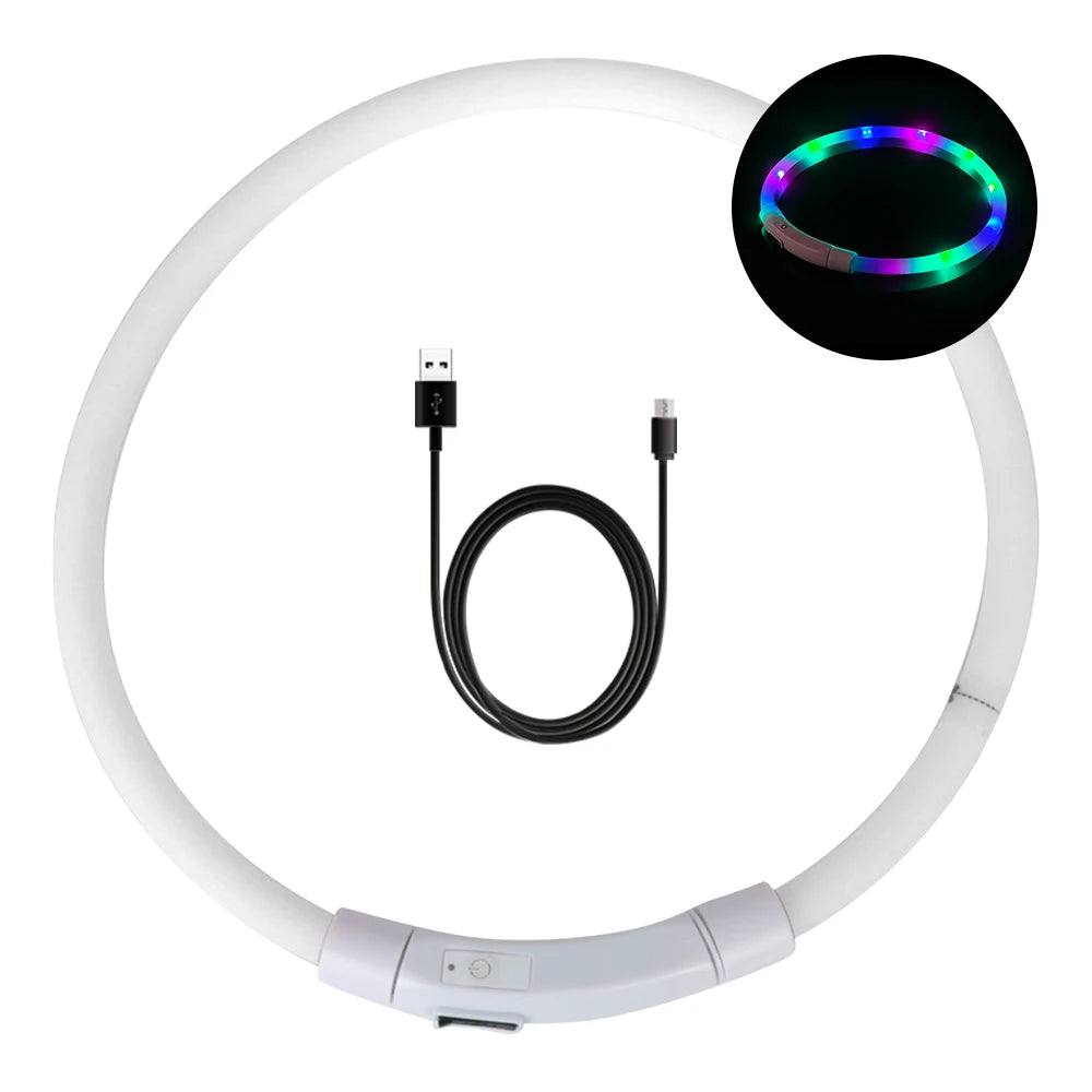Dog Loss Prevention Led Usb Dog Collar Pet Accessories Night Safety Flashing Glow  Collar Night Luminous Charge Collar