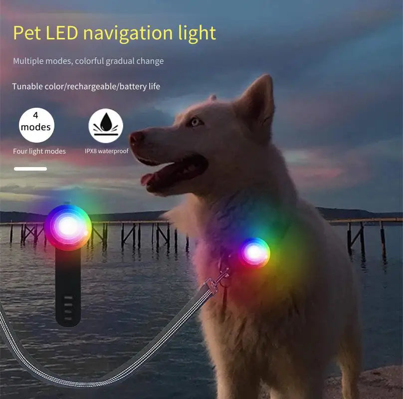 LED Dog Collar Pendant Rechargeable Pet USB Charge Luminous Collar Pendant Pet Flash Light Safety Necklace Light Clip-on Light