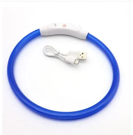 70cm Adjustable LED Dog Collar TPU USB Rechargeable Lighting Collar Glowing Luminous Night Safety Flashing Glow Collar Leads