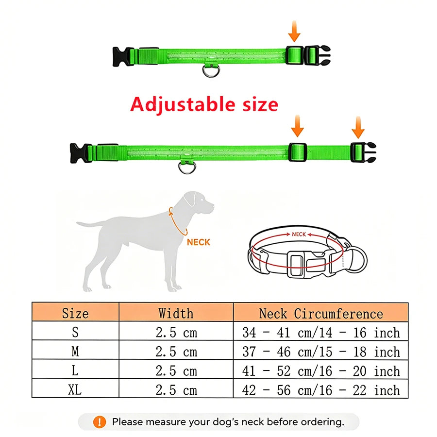3 Modes Dog Luminous Charge Collar Led Usb Cat Dogs Collars Detachable Night Led Glow Dog Loss Prevention Collar Pet Accessories