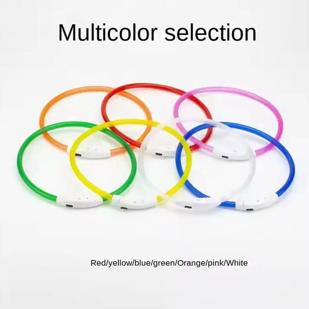 Pet Dog LED Light Collar Luminous Anti-Lost Dog Collar USB Rechargeable Dog Necklace Adjustable Collar Pet Safety Supplies