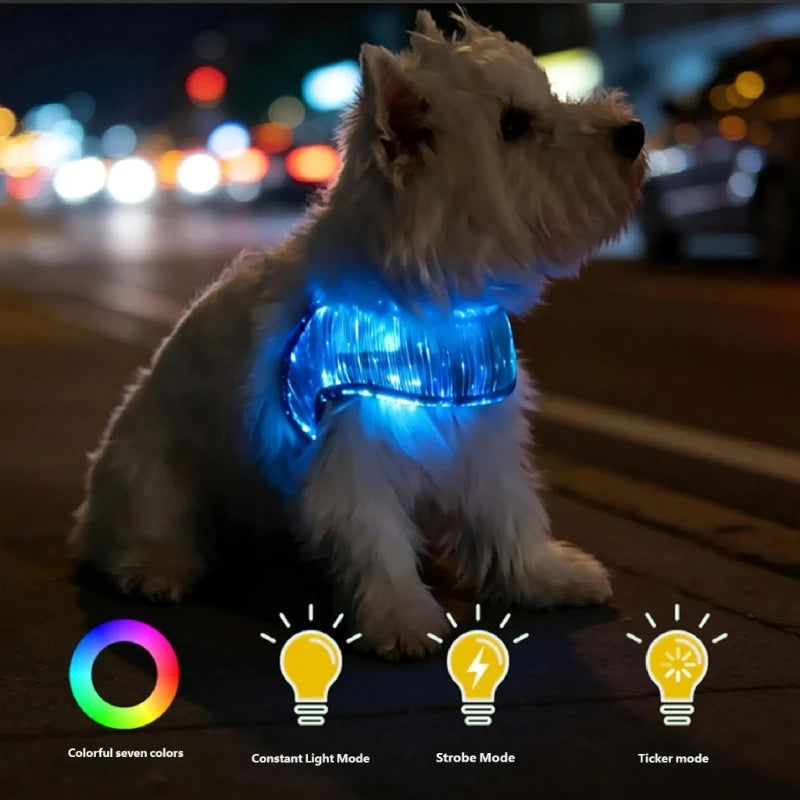 LED Dog Harness for Night Walks, Breathable Adjustable Pet Vest with LightingUp Panel and Top Clip Point for Daily Use KXRE
