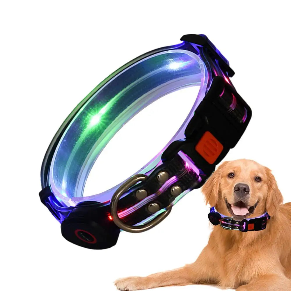 Dog Led Light Up Collar Rechargeable Waterproof Glowing Adjustable Dog Collar Weather Proof Dog Lights For Night Walking