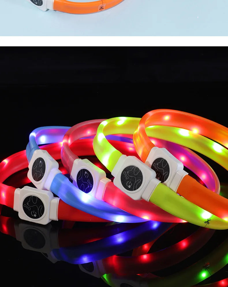 Led Pet Collar Type-C Charging Silicone Nighttime Luminous Ring Usb Dog Cat Collar Quick Flash Constant Light Slow Flash