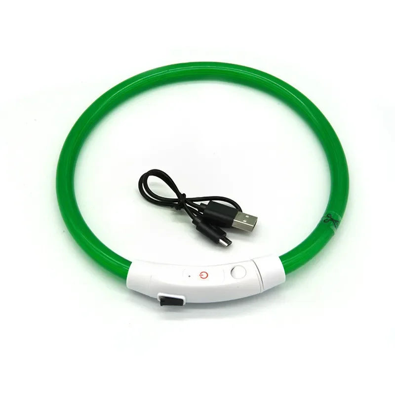 70cm Adjustable LED Dog Collar TPU USB Rechargeable Lighting Collar Glowing Luminous Night Safety Flashing Glow Collar Leads