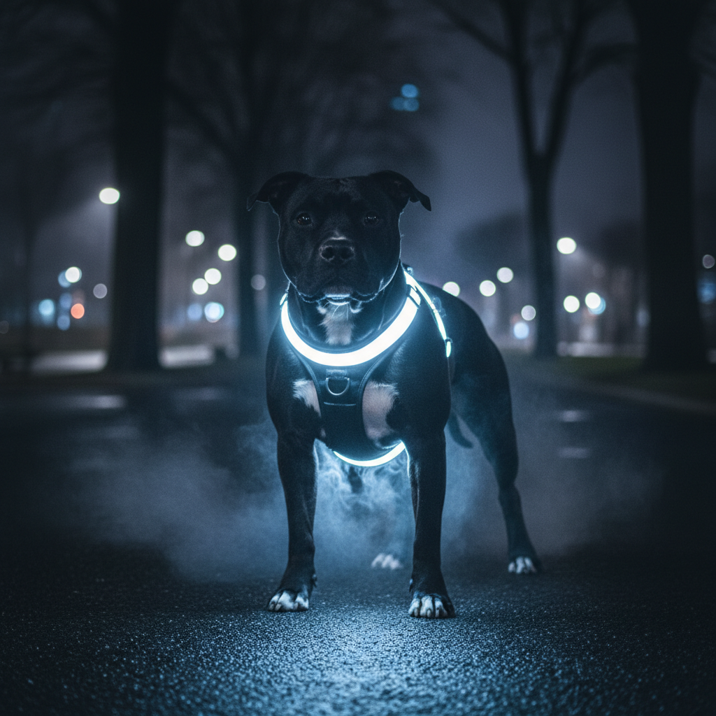 LED Dog Harness - Neon White Glow